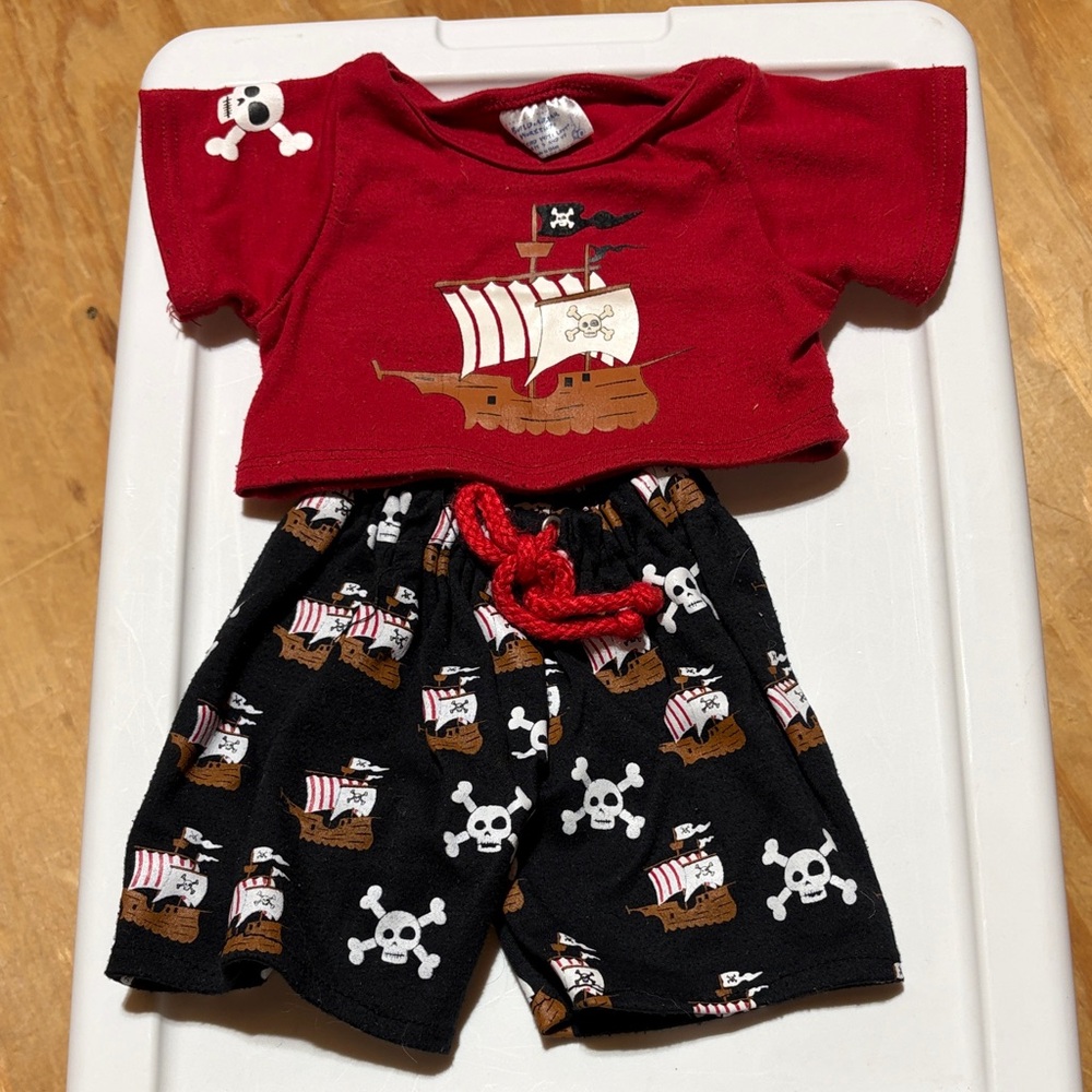 Build a Bear Pirate Red and Black Pajama Set